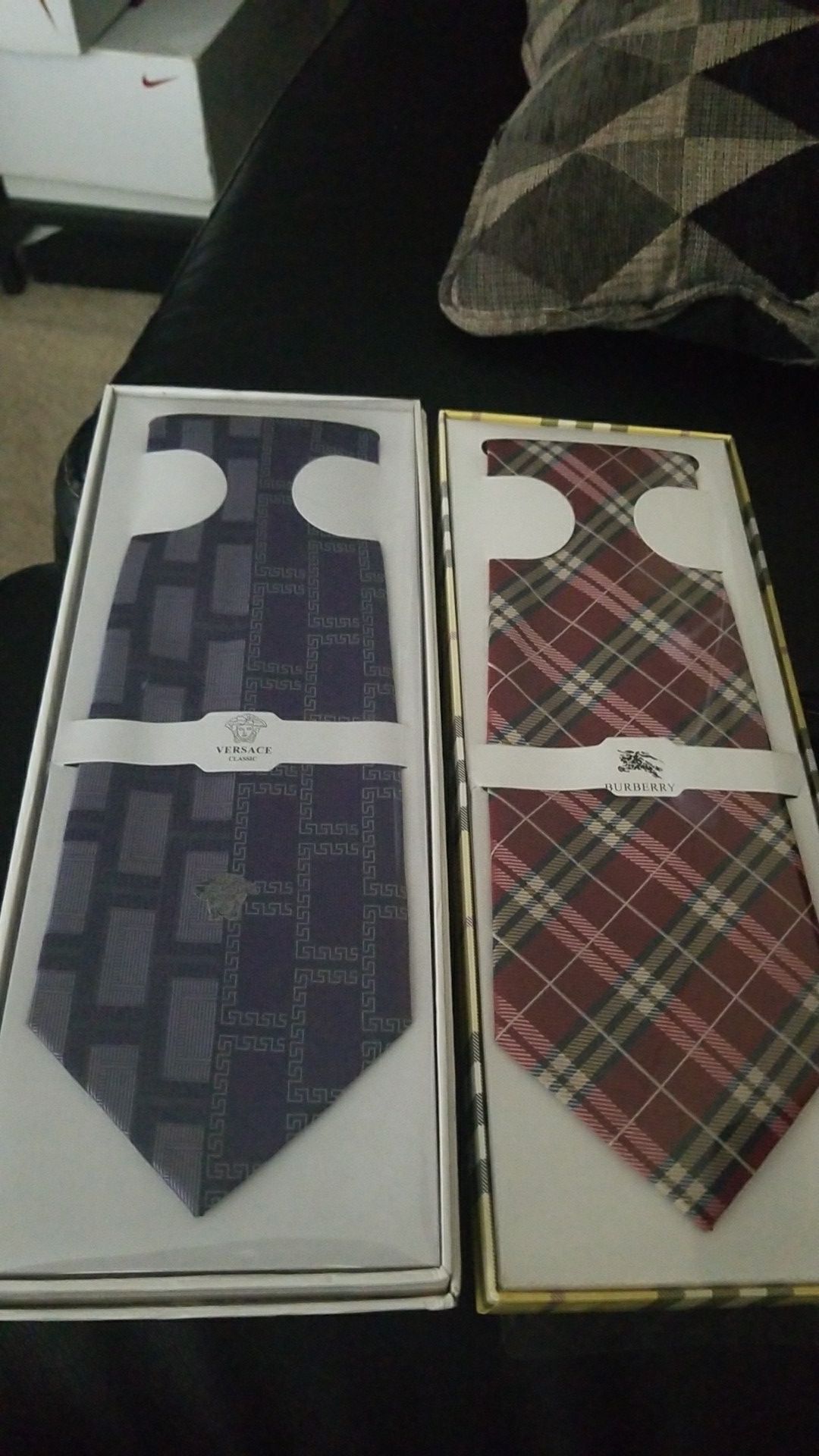 Versace tie Burberry tie