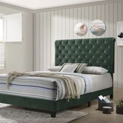 Green Velvet Bed