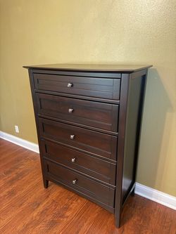 -Aspen home- Dark Brown 5-Drawer  Chest Dresser
