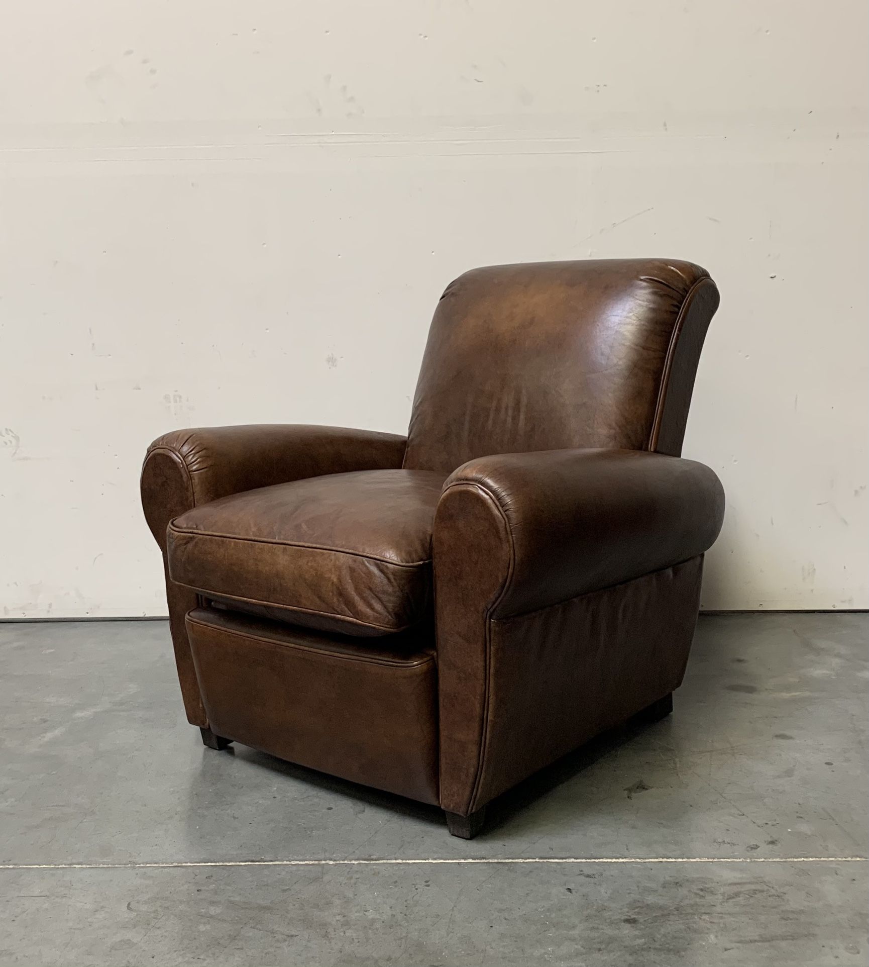 Restoration Hardware 1920s Parisian Leather Club Chair Recliner