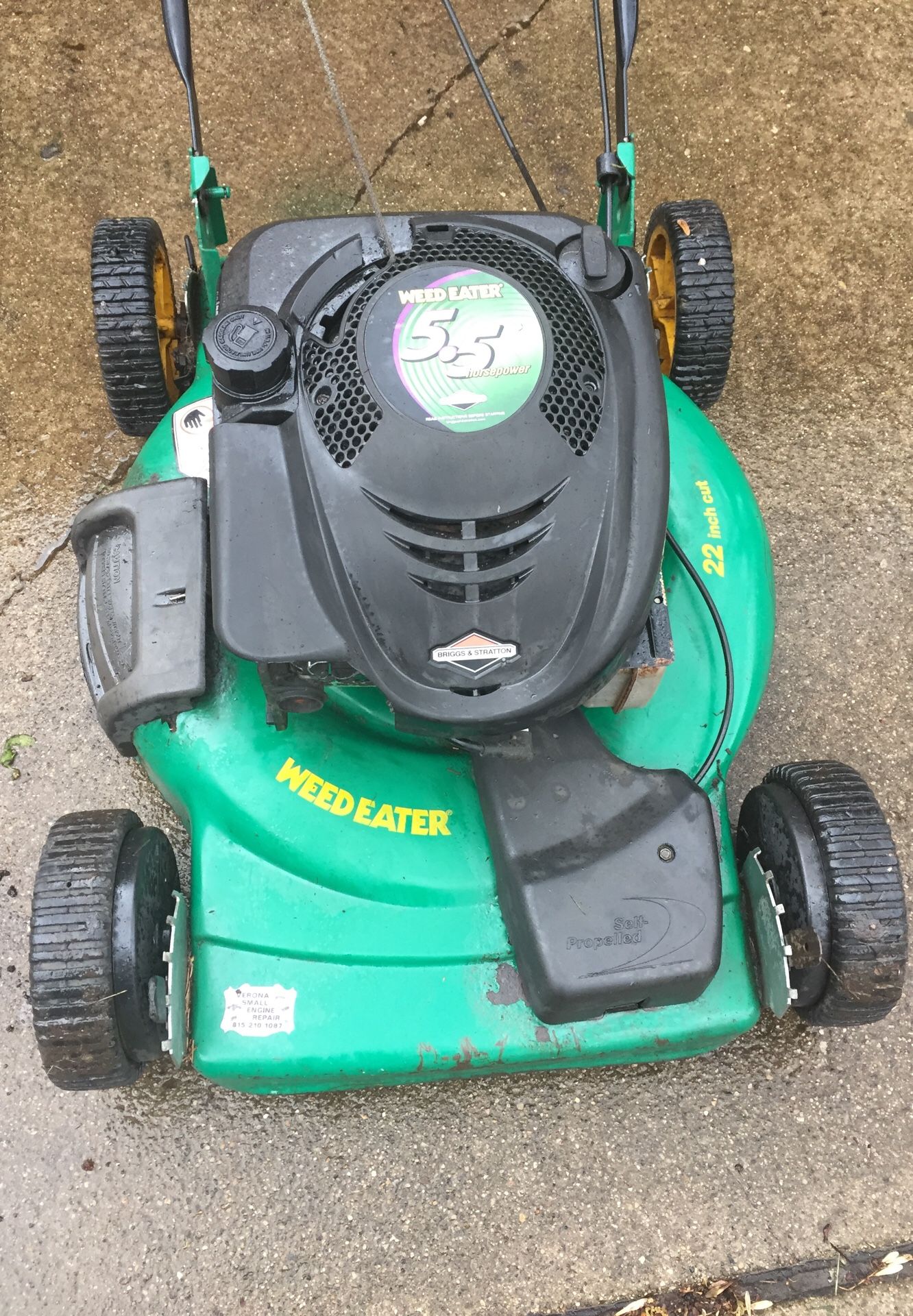 5.5 HP Weed Eater Powered by Briggs &Stratton Lawn Mower Self Propelled