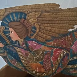 Angel. Mod Podge Material Over Wood. Beautiful.