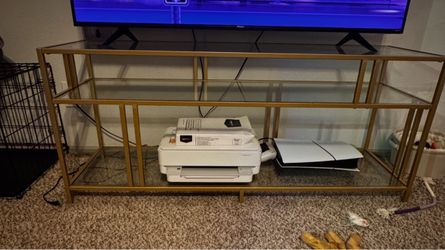 Gold Metal Glass TV Stand / Coffee Table & Side Table