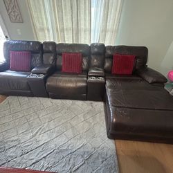 Brown Leather Couch 