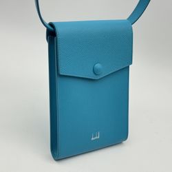 DUNHILL CADOGAN BLUE LEATHER MINI CROSSBODY BAG / POUCH NEW 100% GENUINE ~$750