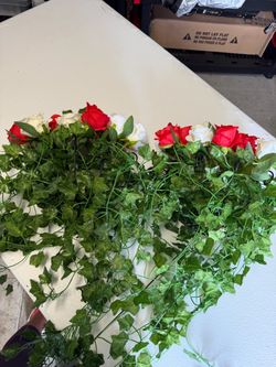Two Hanging Wall Decor with faux Greenery. See Description