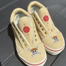 One Piece Vans Off the Wall Straw Sneakers Kids Size 11