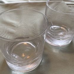 Tommy Bahama etched palm Double Old Fashioned glasses (2)