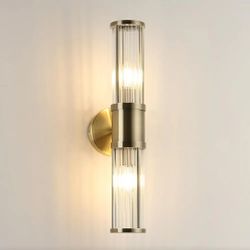 Wall Light/Sconcer Glass Tube with Brushed Bronze Frame