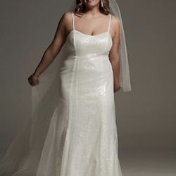 Vera Wang - NEW WITH TAGS- Wedding dress Tulle  Sequin Plus Slip - SiZE 22