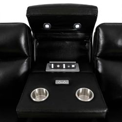 Renaissance Leather Power Reclining Sofa with Drop Down Table