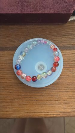 Multicolor Crackle Glass Bead Stretch Bracelet
