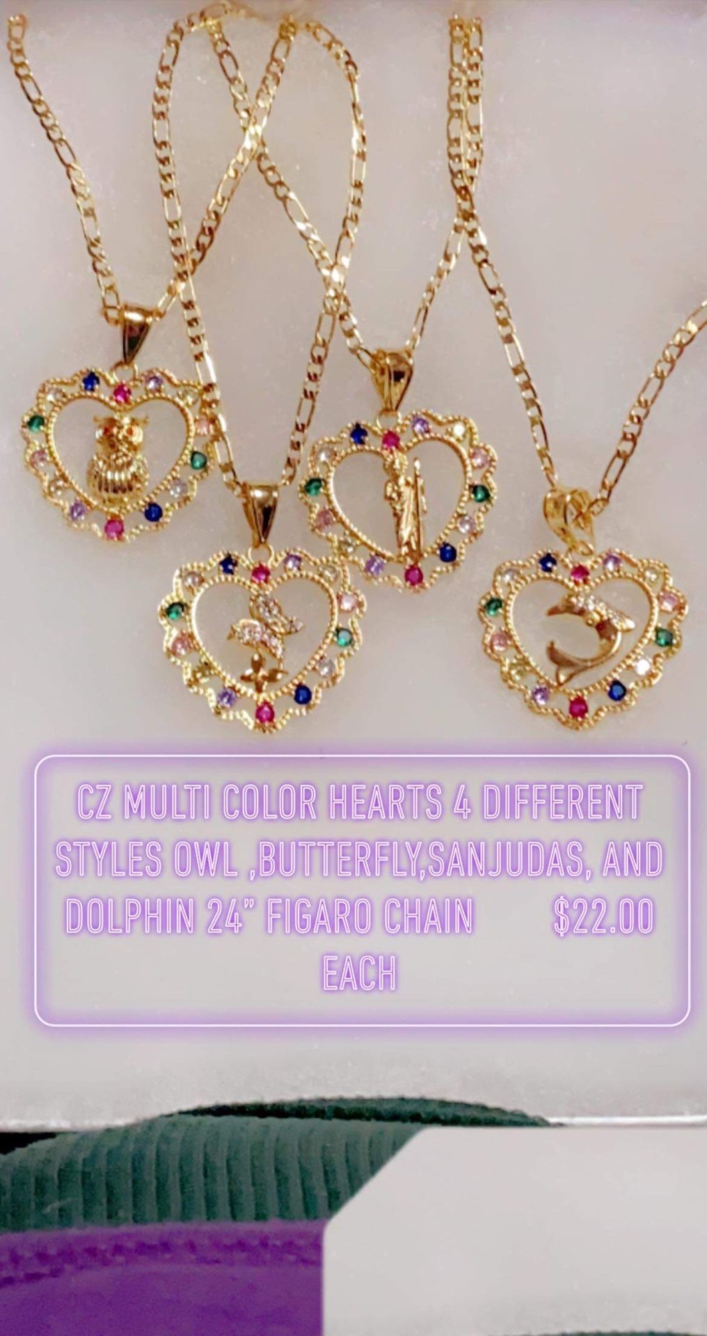 Multi Color Hearts Necklace