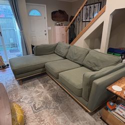 L Shaped Olive Green Couch - Article