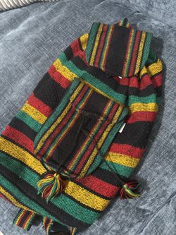 Rasta themed woven backpack