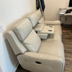 Make An Offer!!! Reclining Leather Couch With USB and Receptacle Outlets