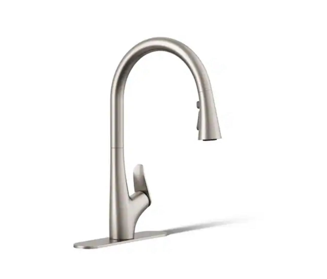 KOHLER Leto Vibrant Stainless Single Handle Deck-mount Pull-down Kitchen Faucet with Sprayer 1820