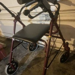 Foldable walker and seat adjustable