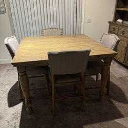 High-top Dining Table Set and Hutch