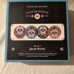 Williams Sonoma Dia De Los Muertos Set Of 4 Salad Plates