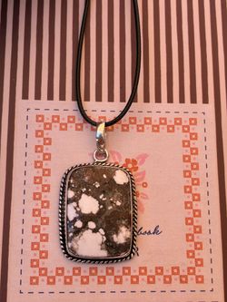 925 Wild Horse Jasper Gemstone Vintage STYLE Cord Necklace
