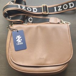 IZOD Tan Crossbody Purse Bag, Brand New