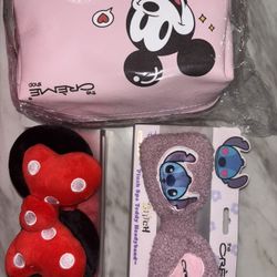 Creme Makeup Bag & 2 Headbands 