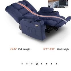Power Recliner Chair with Heat and Massage, Fabric