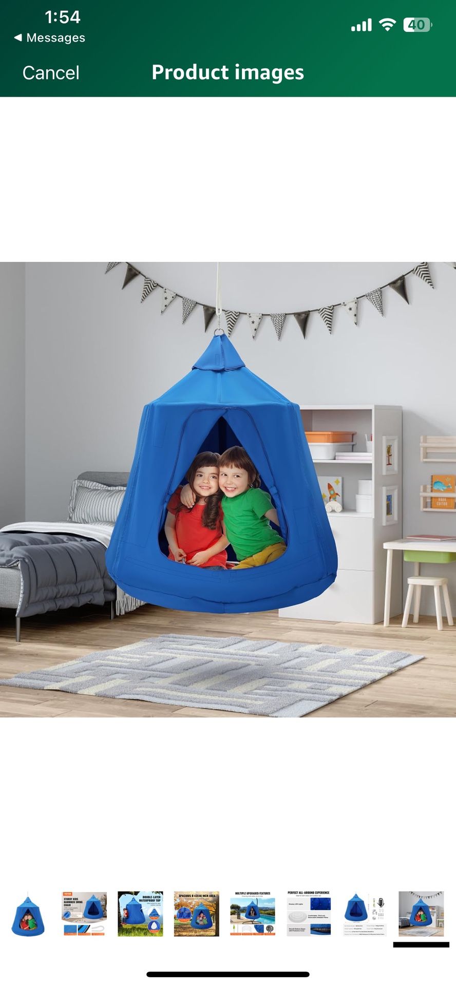 Tree Tent, 330 LBS Capacity Hanging Tent Swing for Indoor and Outdoor Hammock Sensory Swing Chair w/LED Lights String, Inflatable Base, Ceiling Swing