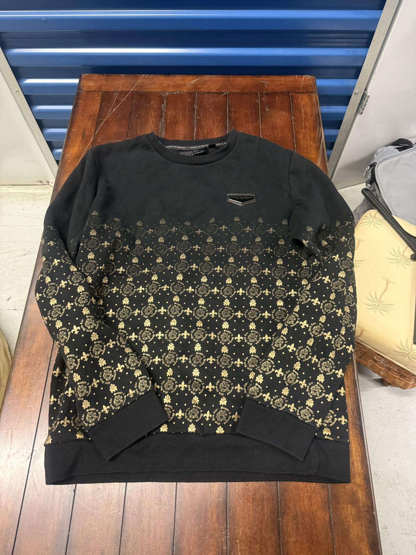 Supply & Demand- Black and Gold Fleur de Lis Monogram Crew Neck Sweatshirt