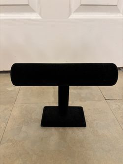 Black Velvet T-Bar Jewelry Display Stand Bracelet & Necklace Holder for Home Organization