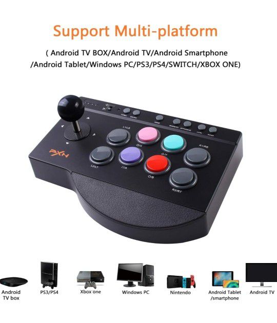 PXN Arcade Stick joystick for Switch/Xbox Series X|S PS4,PS3 Xbox One, PC,Android TV Box, Nintendo,Windows,with USB Port,Turbo & Macro Functions fight