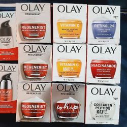 Olay Skin Care Serum & Rejuvenating & Brightening Creams Bundle