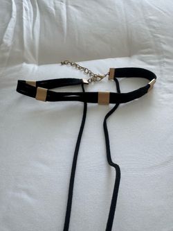 Black and Gold Suede Choker Necklace