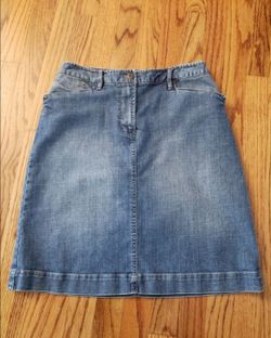 Talbots Petites Stretch Blue Jean Skirt Size: 8P