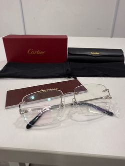 Cartier Glasses, Clear Lense, Silver Frame