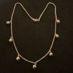16” SilverTone Choker/ Necklace With Dangling Bells,by Avon
