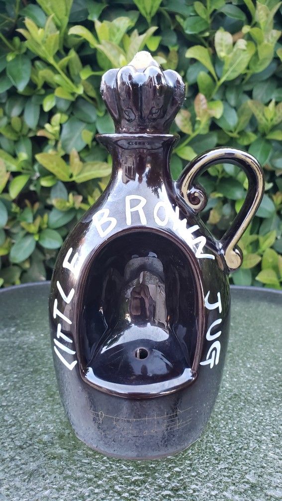 Vintage Antique Little Brown Jug Bottle Music Windup Works Plays