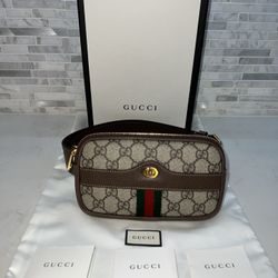 Gucci Ophidia GG Supreme Canvas Web Belt Bag Brown 519308 size 85