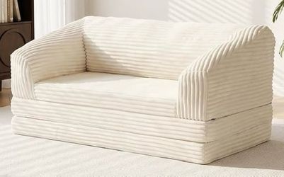 Brand new 3-in-1 convertible corduroy floor sofa/sleeper bed – unused, high-density foam futon