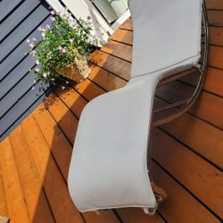  Leather Chaise with Steel Frame
