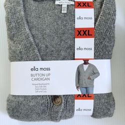 Ella Moss Button Up Knit Cardigan XXL Relaxed Fit Soft Cozy Heather Green New
