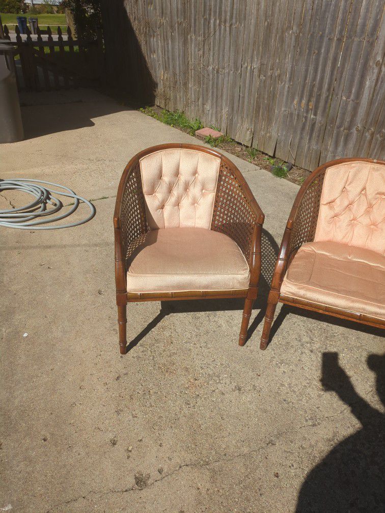 Two Cushioned Whicker Chairs 