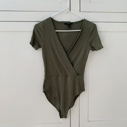 Forever 21 Green V Neck Bodysuit