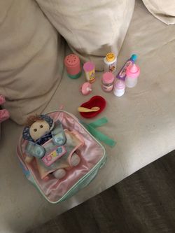 Diaper bag for baby doll with lots of accessories