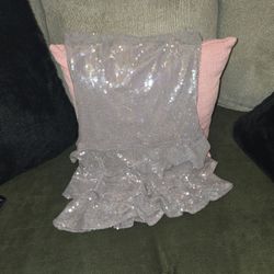 Sequin Strapless Dress with Ruffle Hem