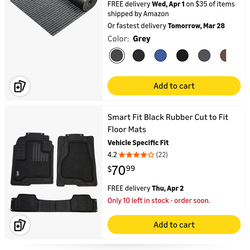 Heavy duty cut to fit floor mats