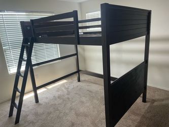 Max & Lily Twin High Loft Bed with Bookcase - Espresso