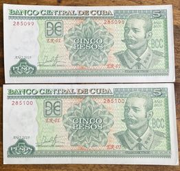 2019 South Florida Sequential 5 Pesos Banknotes