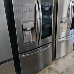 LIE NEW !! LG THINQ BLACK STAINLESS STEEL FRENCH DOOR REFRIGERATOR WITH DUEL ICE MAKER 